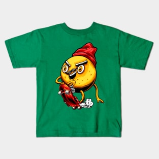 Orange Fruit Skateboard Kids T-Shirt